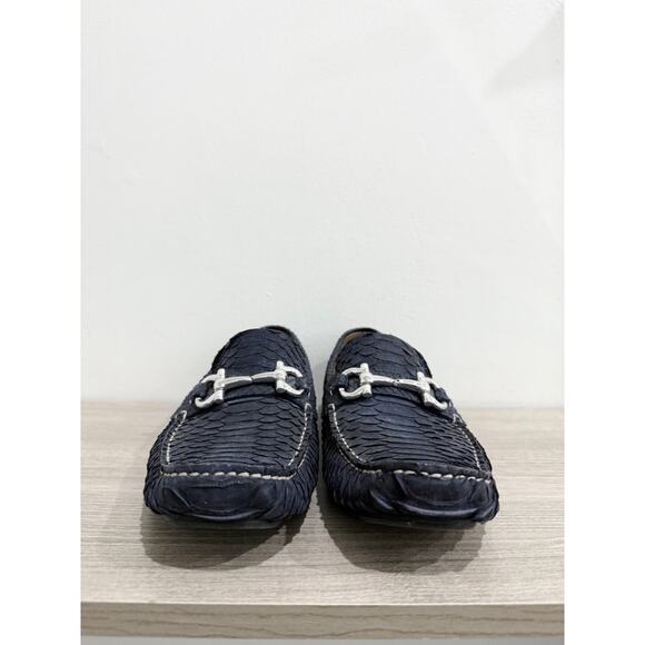 Salvatore Ferragamo Parigi Python Gancini Driving Loafers Shoes Navy Blue US 8.5 main image 6